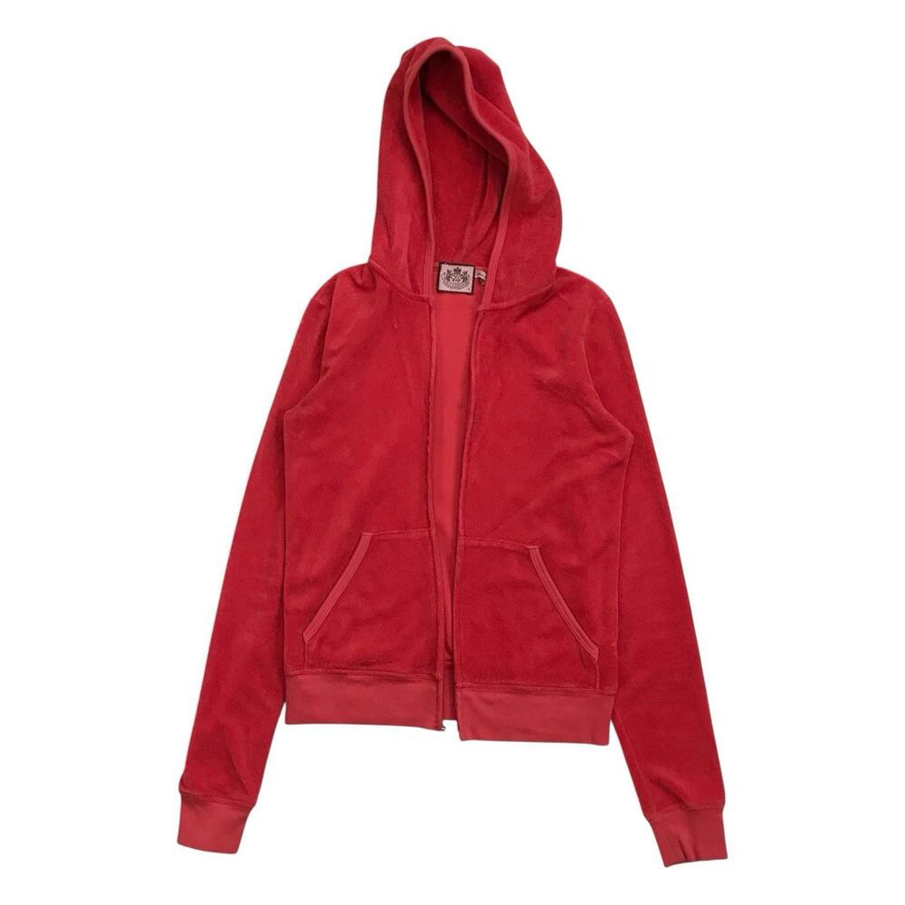 Vintage Juicy Couture Velour Hoodie Jacket Small S Coral Sweatshirt *NO ZIPPER*